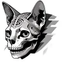 The head of the koshi sphinx on half the head of the Sphinx cat skull tattoo design idea