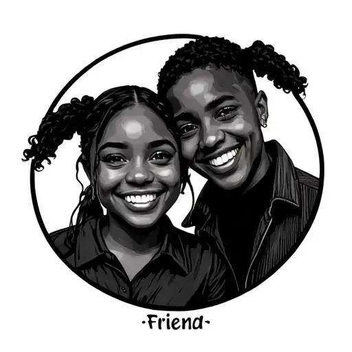 two best friend in smiling at the camera tattoo design idea