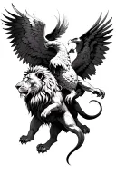 a lion and an eagle in a fight angels and demons tattoo design idea