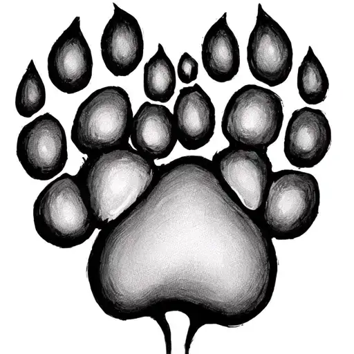 cute girly tattoo that uses two dog paw prints to make a heart tattoo design idea