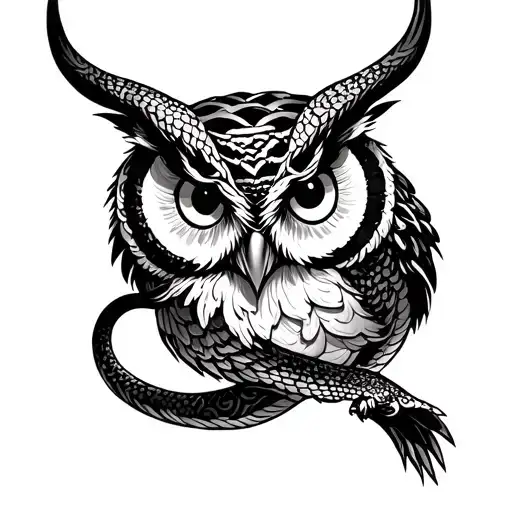 year of the snake capricorn owl tattoo design idea