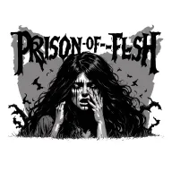 graveyard of souls with woman crying. Above the text "PRISON-OF-FLESH" tattoo design idea