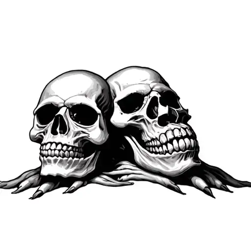 dark skulls hear speak and see no evil tattoo design idea