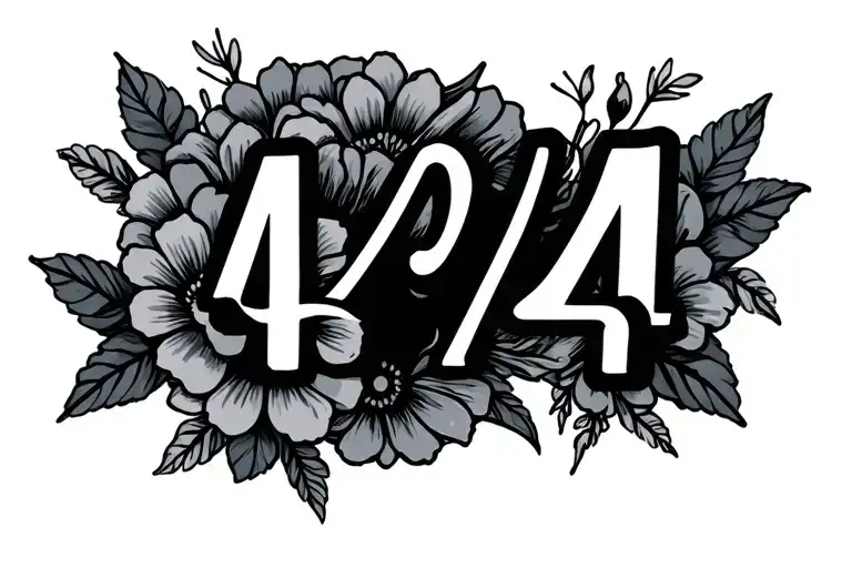 444 numbers with flowers tattoo design idea