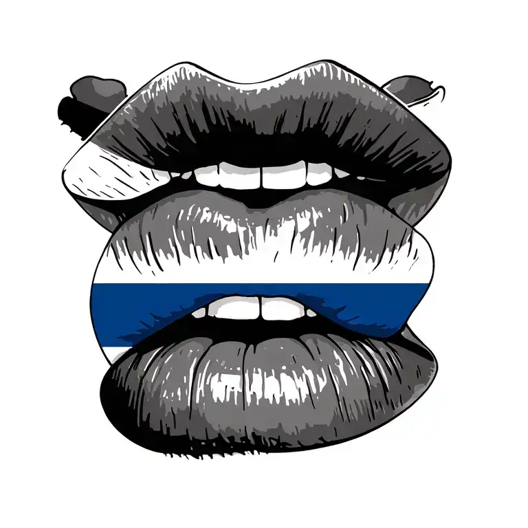 honduras flag waving - lips kissing tattoo design idea
