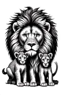"Teddy and Jude" Lion with 2 cubs tattoo design idea