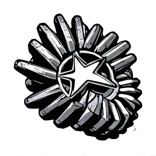 camshaft and star tattoo design idea