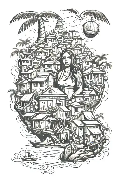 Rio de Janeiro, large tattoo design, gang favela tattoo design idea