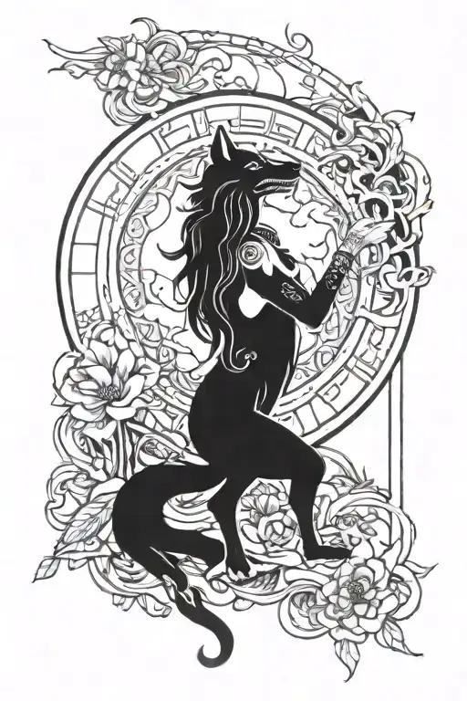 goddess Mara watch wolf moon tattoo design idea