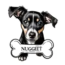our dogs name NUGGET in a small bone tattoo design idea