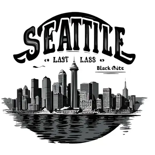 Seattle skyline  with last name tattoo design idea