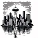 Seattle skyline  with last name tattoo design idea