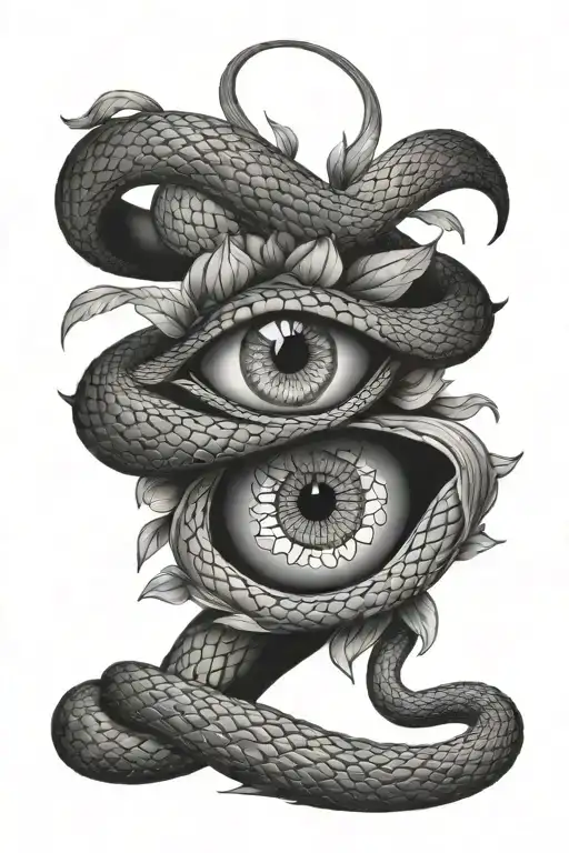 eye rose snake tattoo design idea