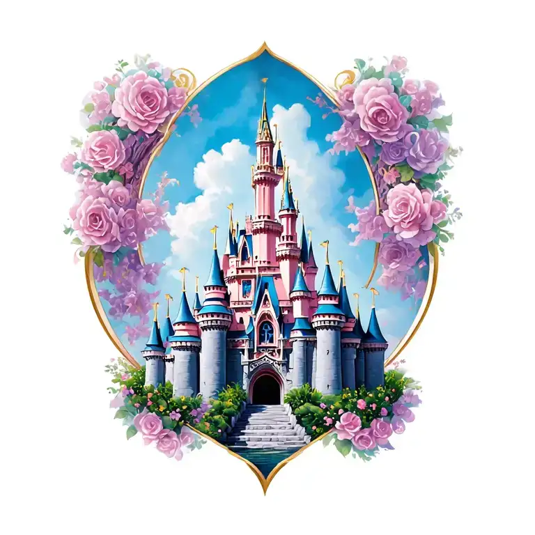 Cinderella's castle tattoo design idea