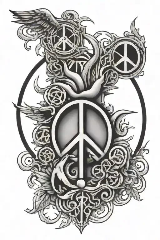 Peace symbols incorporated tattoo design idea