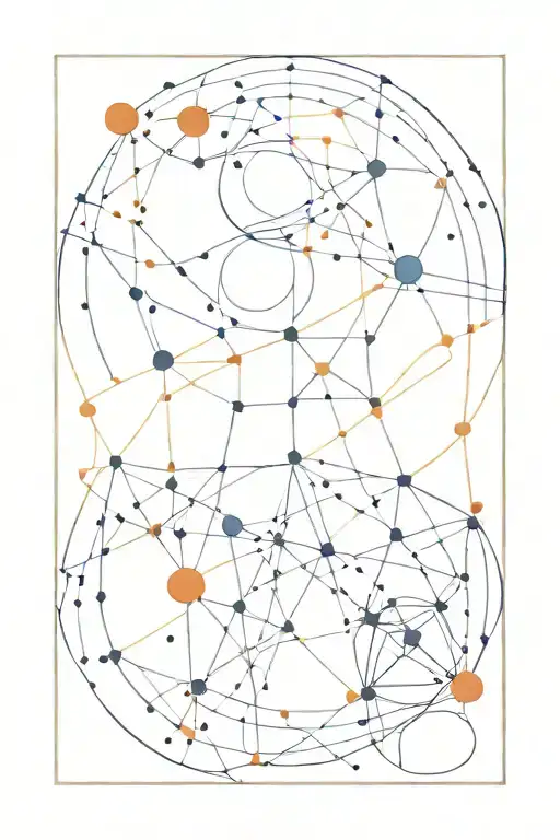 colored lines and patterns creating webs and continuations, stars and circles tattoo design idea