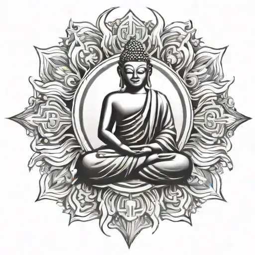 buddhist religion logo tattoo design idea