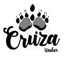cat paw print with cursive writing Cruiza under  tattoo design idea