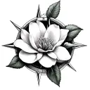 magnolia flower and compass rose tattoo design idea