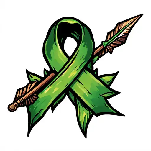 dart arrow and green ribbon tattoo design idea