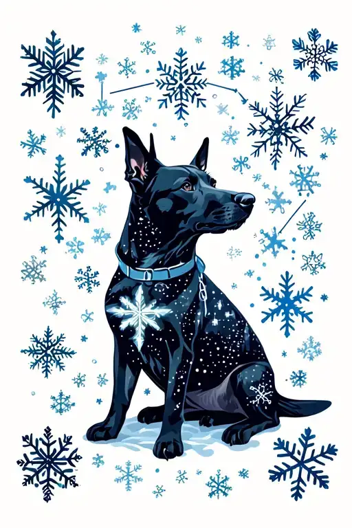 canis major constellation made of snowflakes inside a dog silhouette tattoo design idea