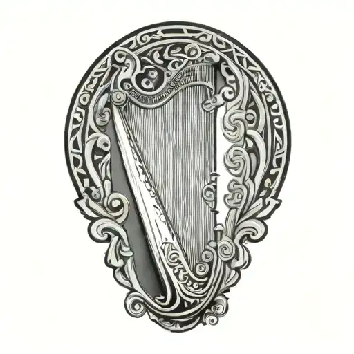irish harp tattoo design idea