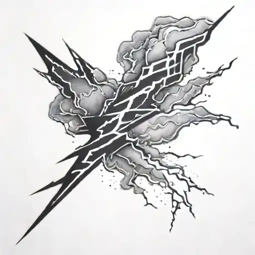 lightning tattoo ⚡realistic black. on the back of the arm from the elbow with a line and not bold tattoo design idea