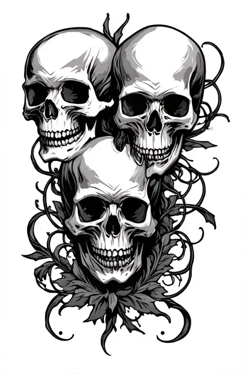 dark, gemini, skulls representing dark periods tattoo design idea