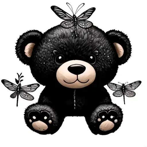 butterfly,dragonfly, teddy bear,lady slipper  tattoo design idea