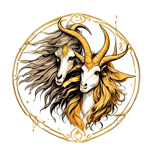 Uriel and capricorn zodiac sign tattoo design idea