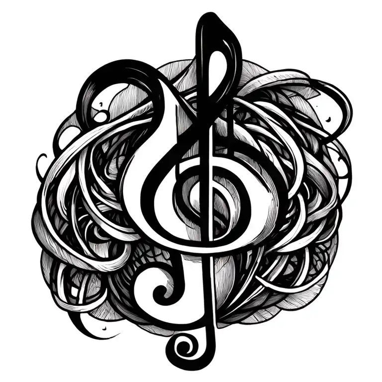 Music notes intertwined tattoo design idea