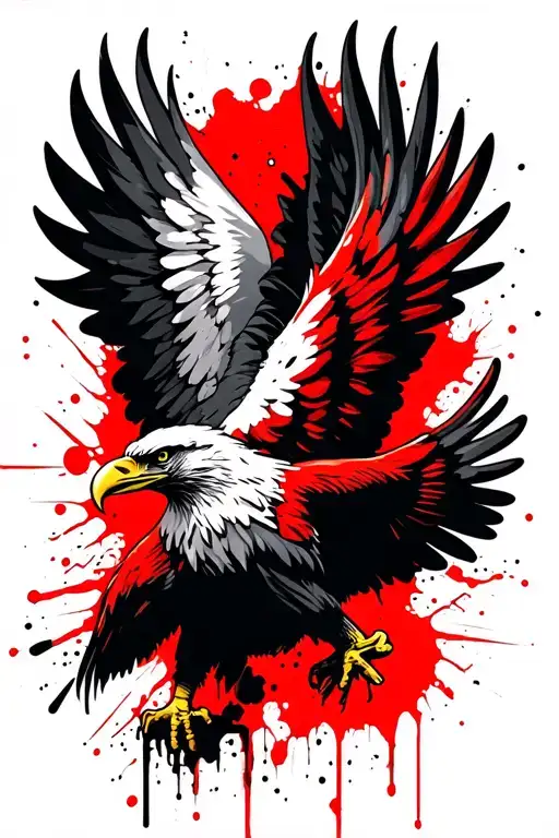 "Power" polish eagle wings flying tattoo design idea