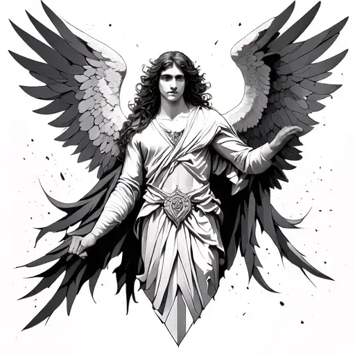 archangel raphael geometry tattoo design idea