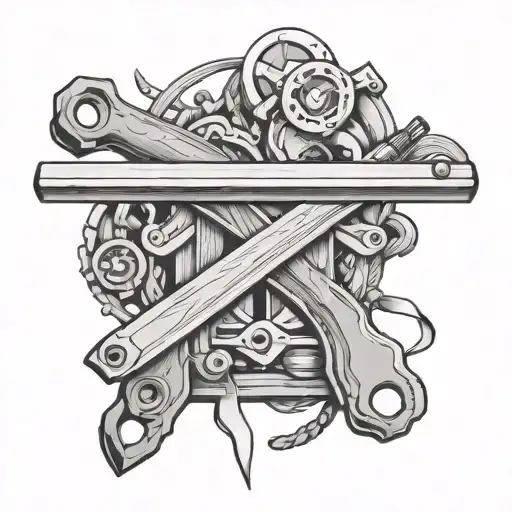 woodworking tools intertwined tattoo design idea