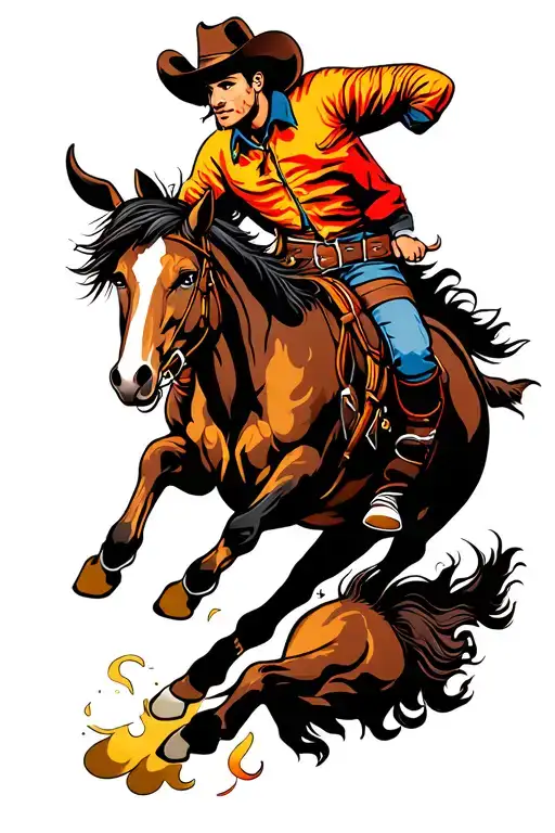 bucking bronco tattoo design idea