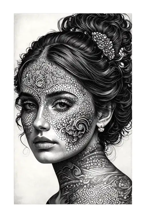 Face for women and esotericism tattoo design idea