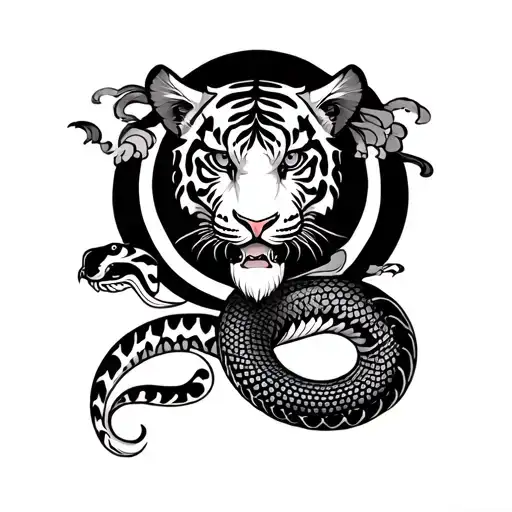 tattoo in honor of children born in the year of the tiger and snake tattoo design idea