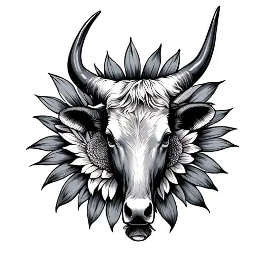 longhorn, aster, morning star tattoo design idea