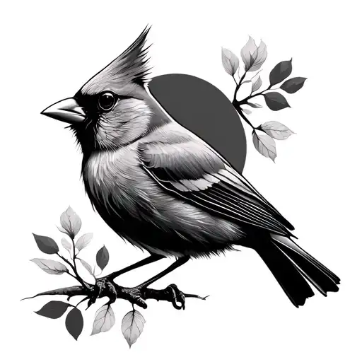 cardinal bird, minimal clean lines tattoo design idea
