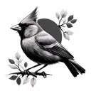 cardinal bird, minimal clean lines tattoo design idea