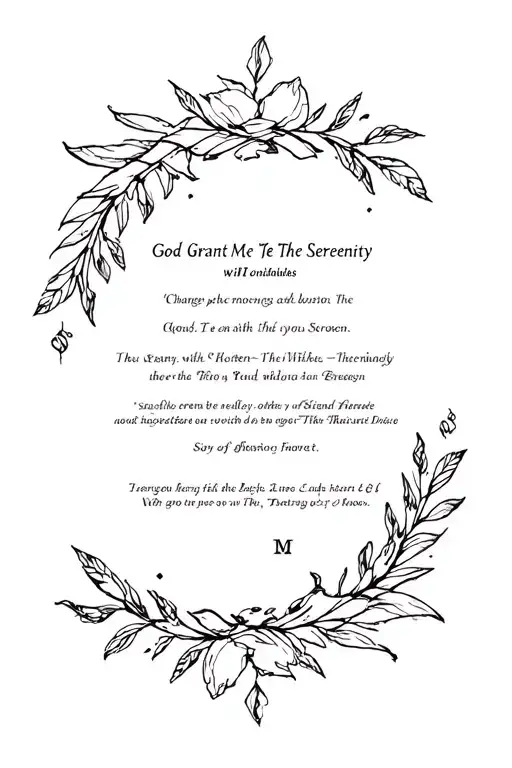 God Grant Me The Serenity Prayer with the initials tattoo design idea