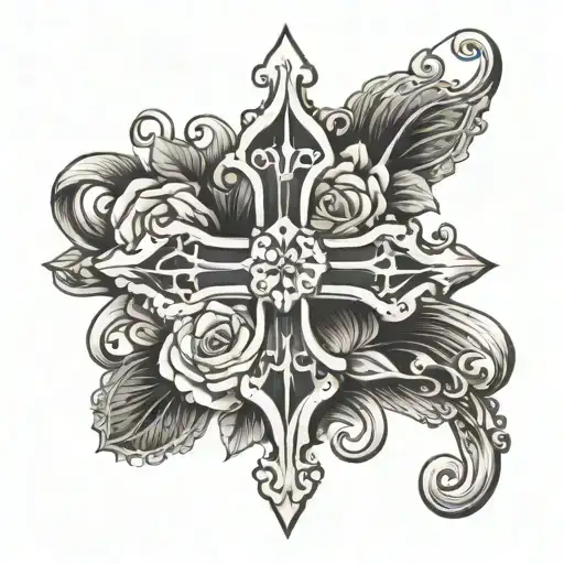 a feminine European styled cross tattoo tattoo design idea