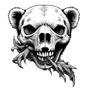 bear eating skull tattoo design idea