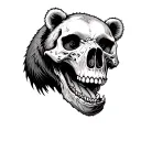 bear eating skull tattoo design idea
