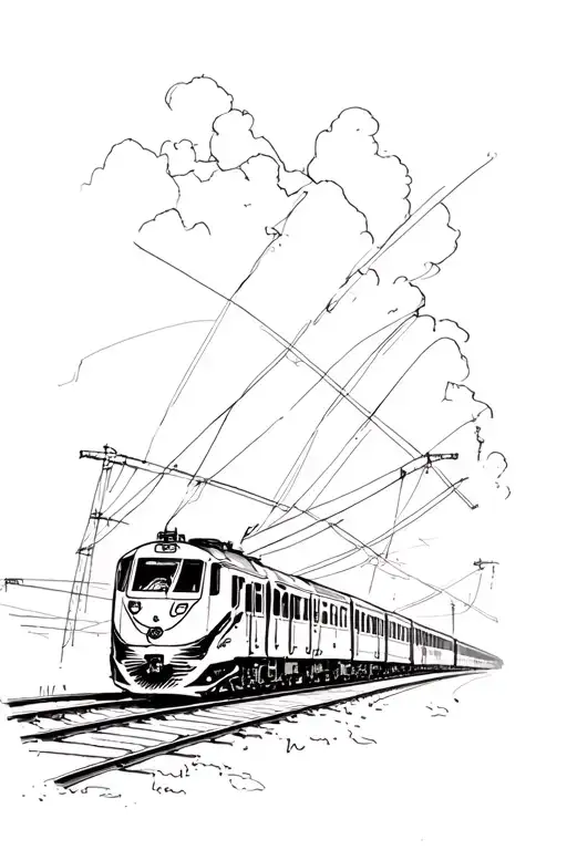 a train fading away tattoo design idea