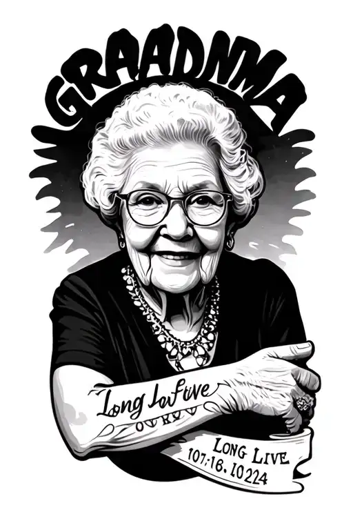 long live grandma forearm tattoo 07.04.1936 - 05.16.2024 tattoo design idea