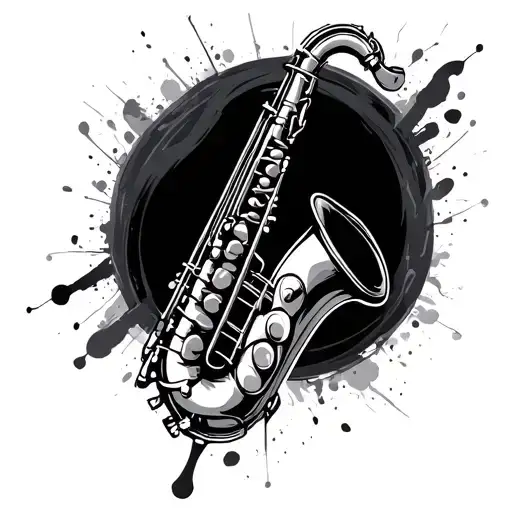 saxophone surrounded tattoo design idea