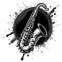 saxophone surrounded tattoo design idea