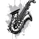 saxophone surrounded tattoo design idea
