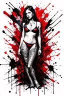Sexy girl, petite, small boobs, wide hips, bikini . long hair,sexual. Seductive. Full Body, standing with legs and feet tattoo design idea